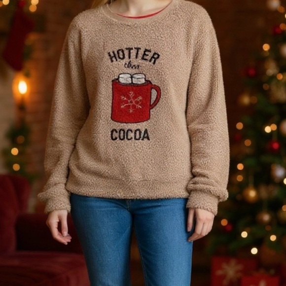 Secret Treasures Sweaters - Secret Treasures Cozy Plush Sweater with Hot Cocoa Design Women Size XL